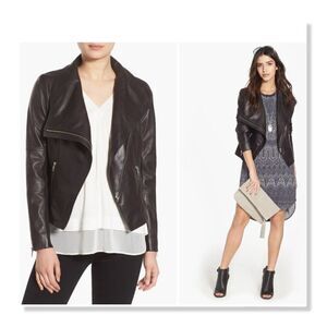 🌹 Trouvé 🌹 Drape Front Leather Jacket - [Small, Black]